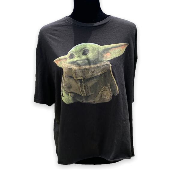 Star Wars Womens Shirt Size 2XL XXL Fifth Sun Grogu Baby Yoda Mandalorian Crop - Picture 1 of 3